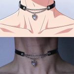 Black Heart Chain Leather Choker