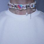 Neon Heart Crystal Tassel Choker