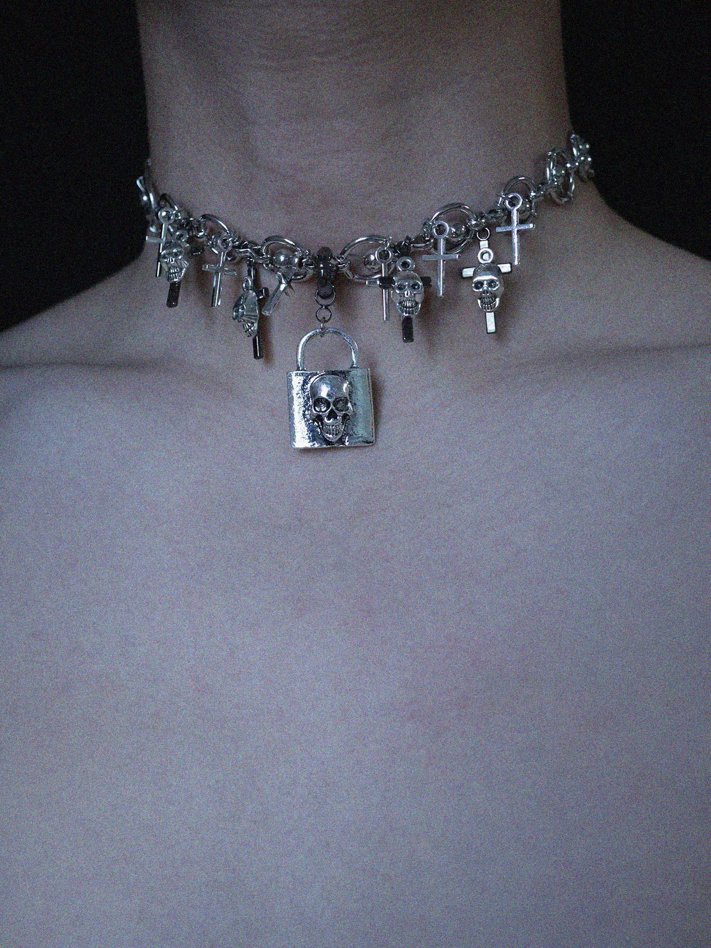 Silver Skull Punk Choker