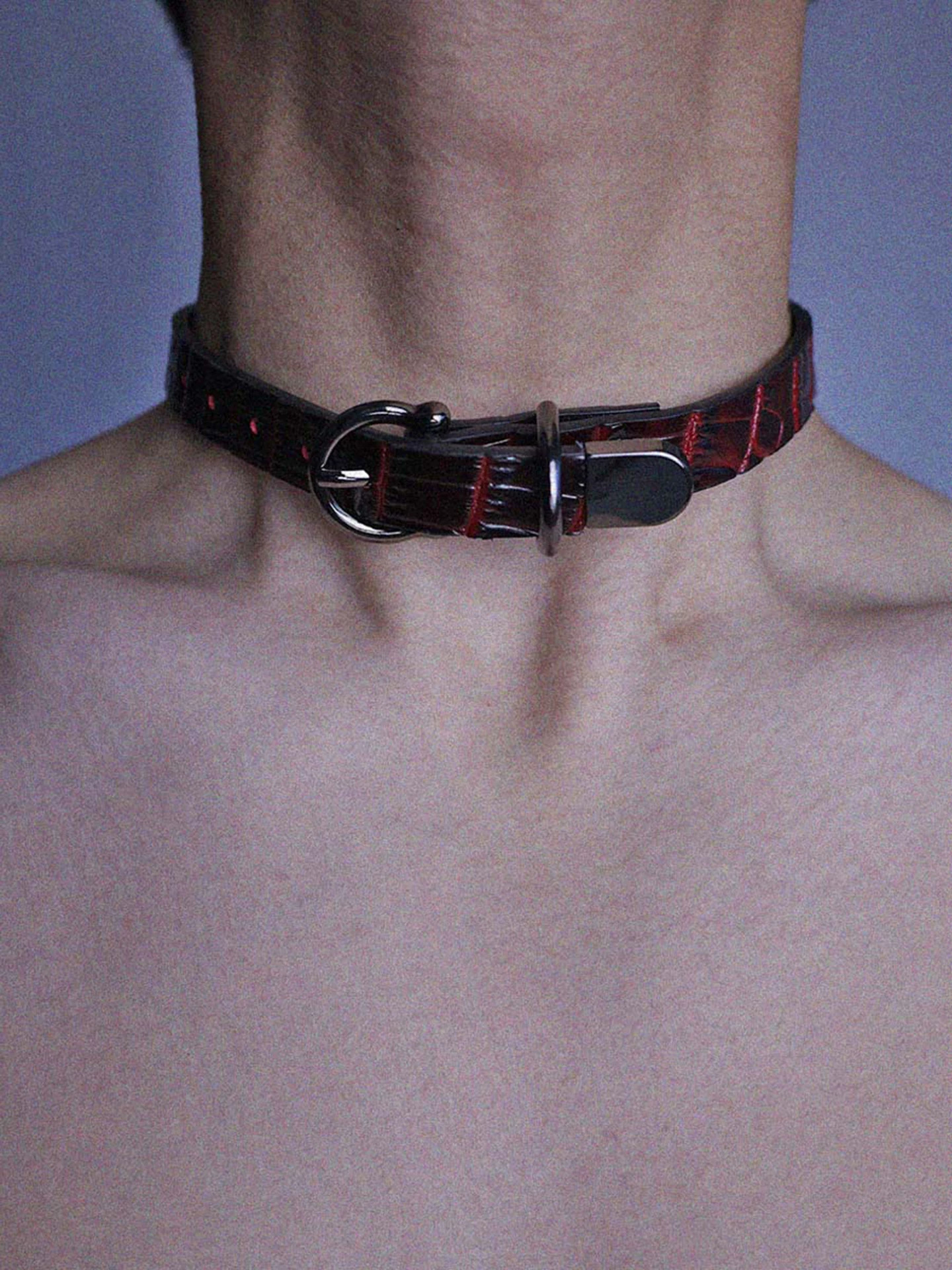 Black Red Leather Choker