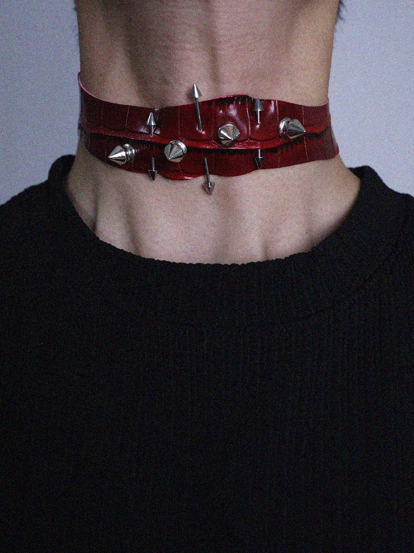 Dark Studded Leather Choker