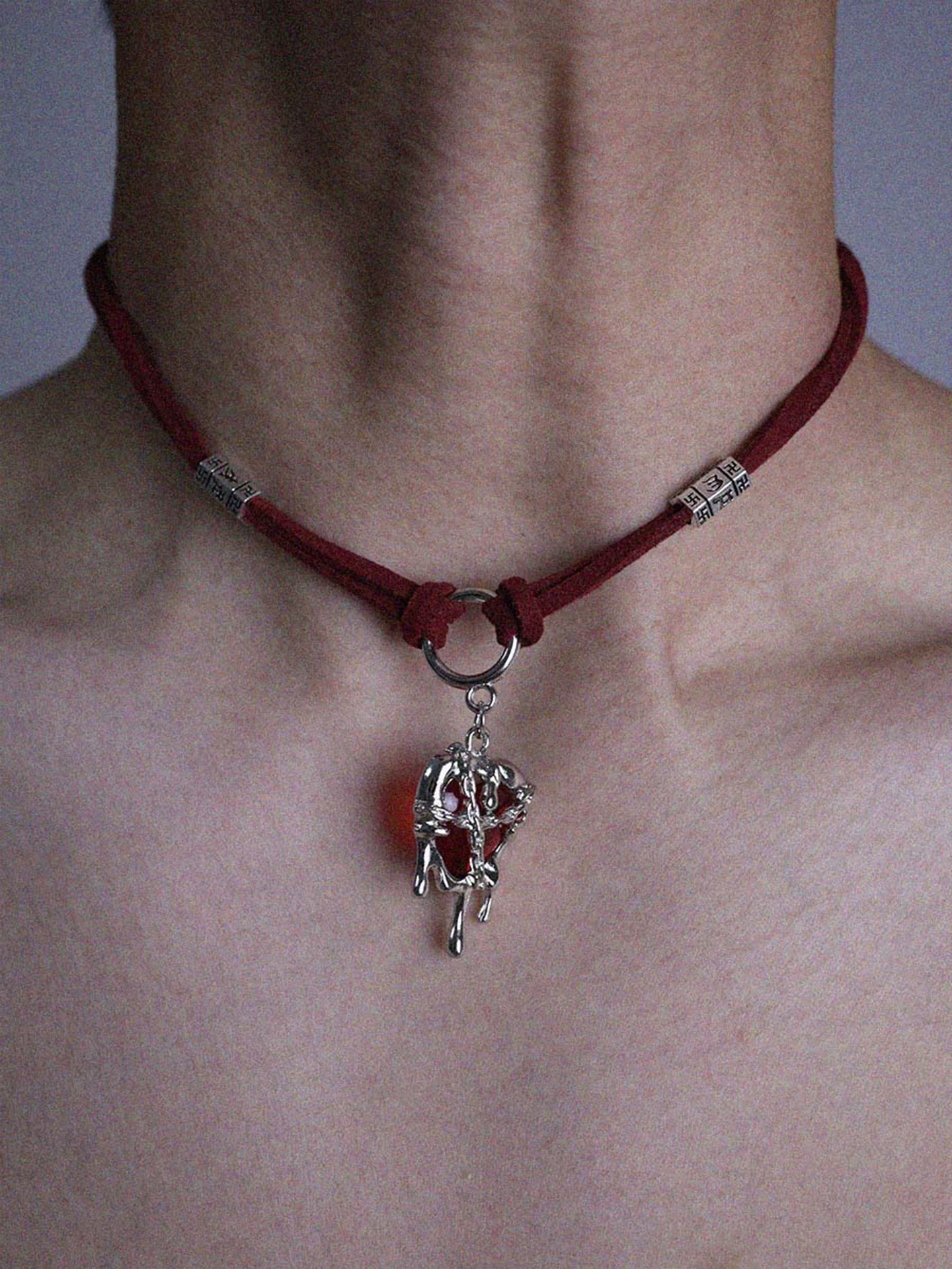 Burgundy Heart Gothic Choker