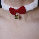 White Faux Fur Bow Bell Choker
