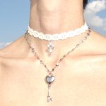 Linked Hearts Cross and Key Pendant Necklace