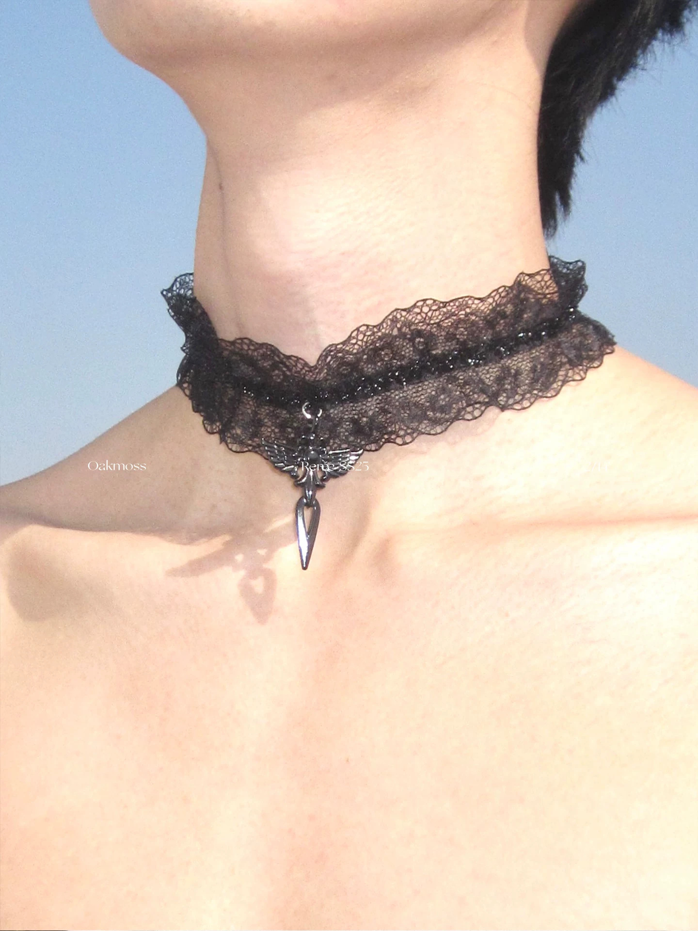 Night Kite Black Lace Cross Choker