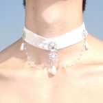 Snow Pearl White Velvet Pendant Choker