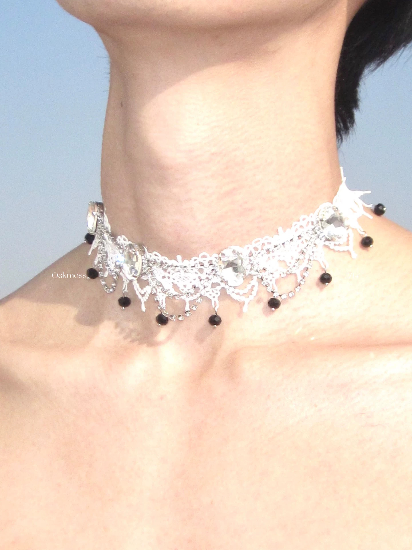 Silver Rain Crystal Lace Pendant Necklace