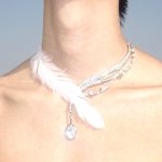 Swan Tear Silver Feather Drop Necklace