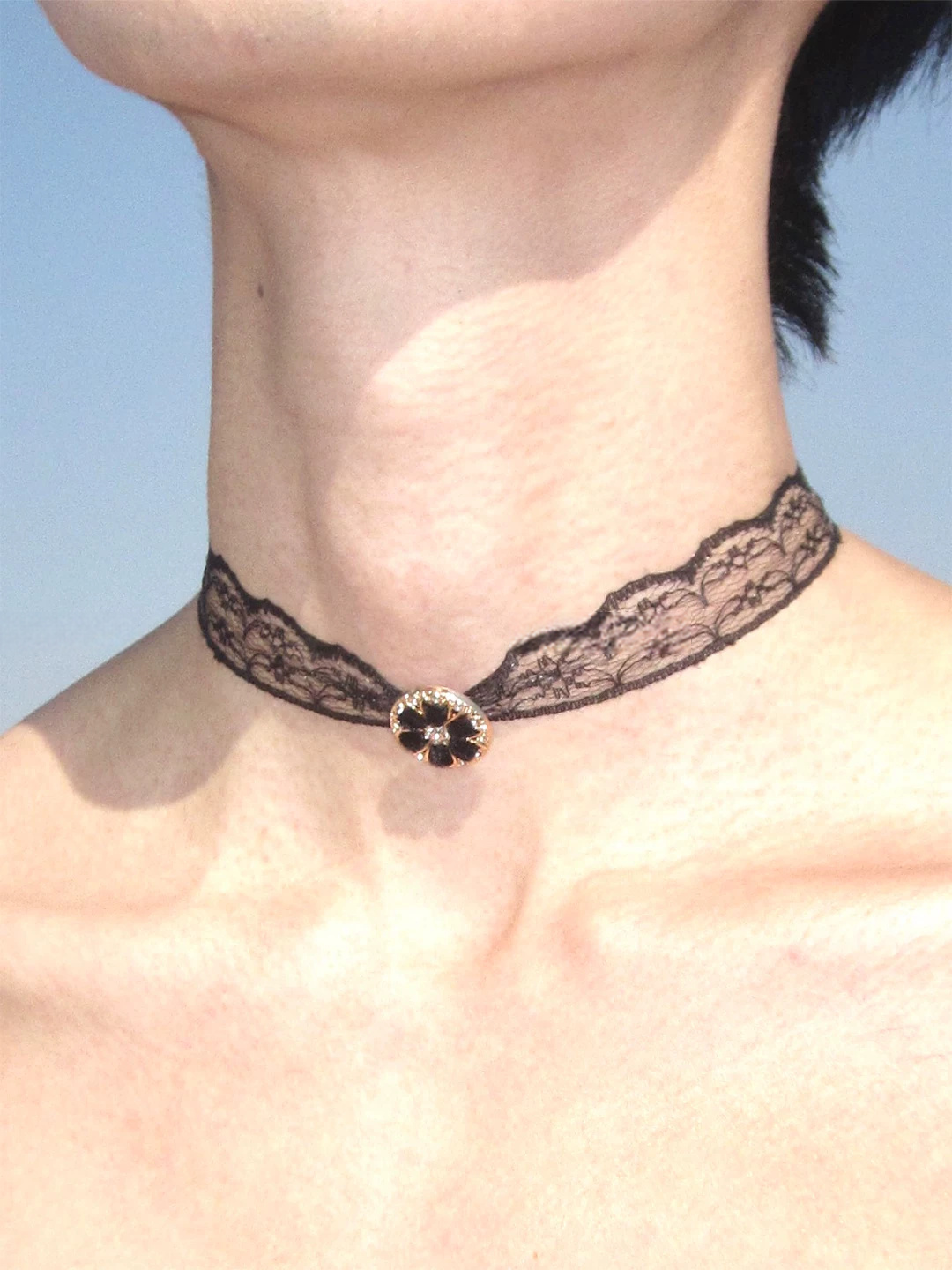 Black Lace Floral Handwoven Choker