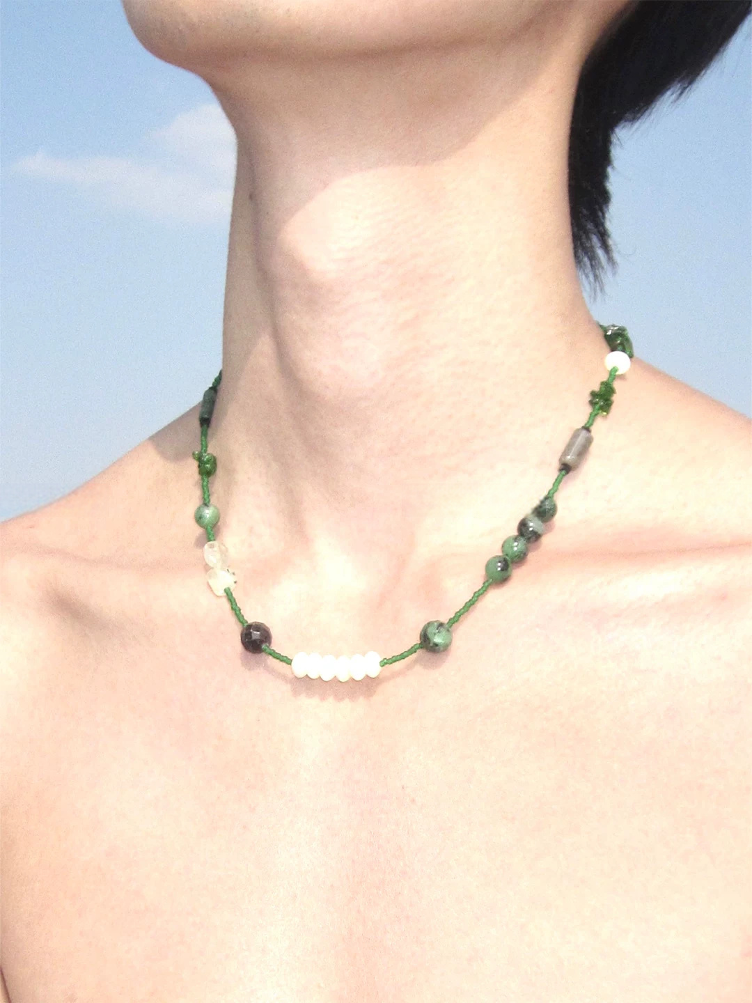 Spring Field Green Stone Necklace
