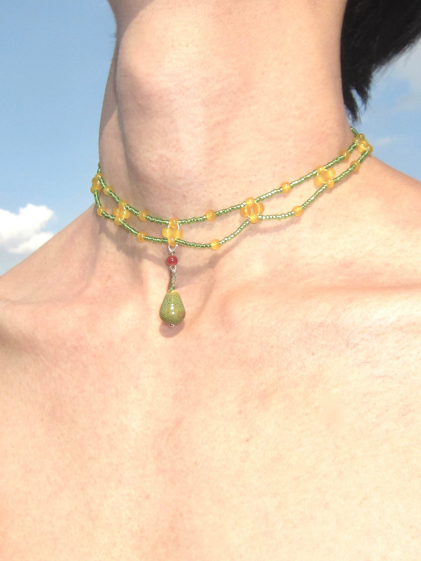 Green Mountain Ceramic Beaded Necklace