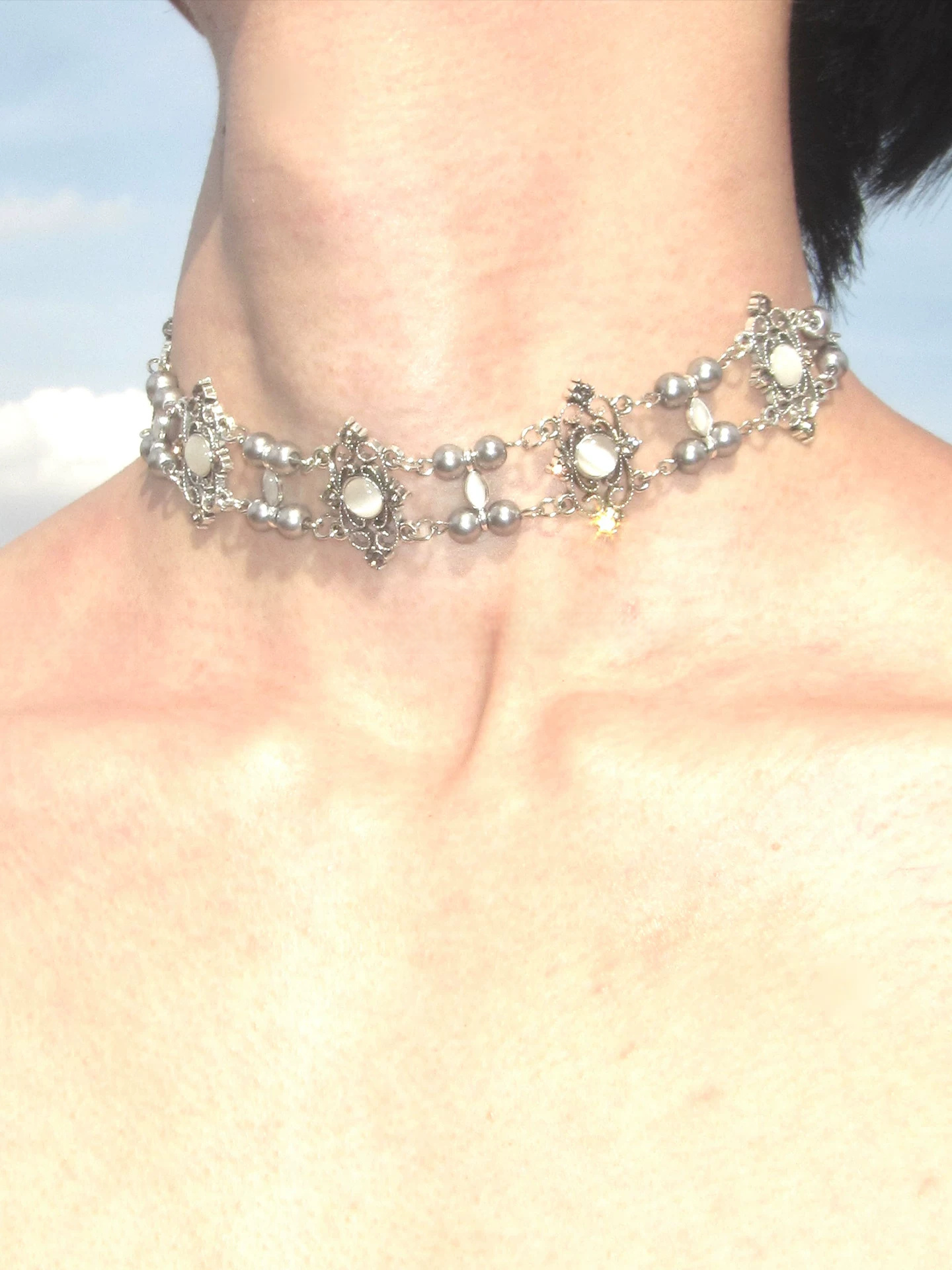 Cloud Dream Double-Strand Pearl Cat's-Eye Necklace