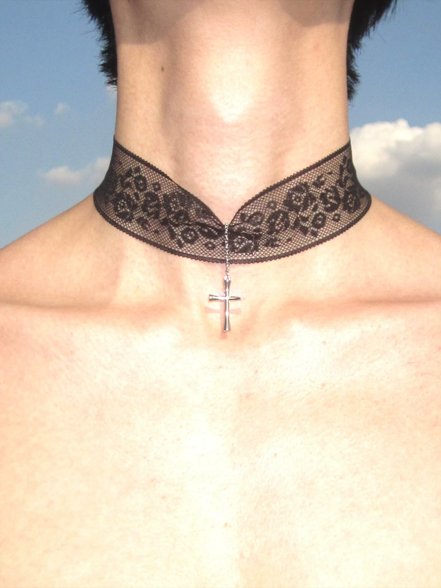 Dark Night Lace Cross Choker